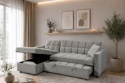 Kris Grey Velvet Sofa Bed, Reversible Chaise &amp; Storage