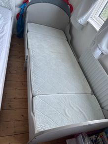IKEA kid wood bed adjustable with mattress