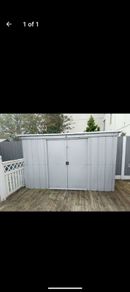 STEEL SHED , 2.8m long, 1.1m deep and 1.73 high.