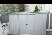 STEEL SHED , 2.8m long, 1.1m deep and 1.73 high.
