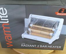 Warmlite Radiant 2 Bar Fire / Heater with Anti Tip over Feature Very Good Condition Boxed with Manual