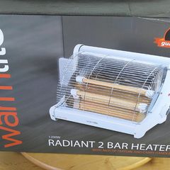 Warmlite Radiant 2 Bar Fire / Heater with Anti Tip over Feature Very Good Condition Boxed with Manual