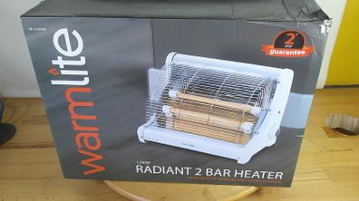 Warmlite Radiant 2 Bar Fire / Heater with Anti Tip over Feature Very Good Condition Boxed with Manual