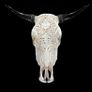 Large hand Carved Bull Skull  Lotus Design Image 2