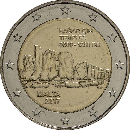 Malta 2 Euro Commemorative Coin 2017 - Hagar Qim. Uncirculated.