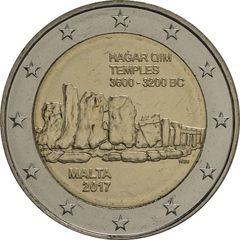 Malta 2 Euro Commemorative Coin 2017 - Hagar Qim. Uncirculated.