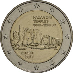 Malta 2 Euro Commemorative Coin 2017 - Hagar Qim. Uncirculated.