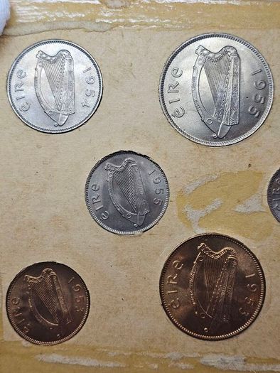 Ireland 1953 1954 1955 Coin Set in Original Holder Stunning Uncirculated Lustrous Coins! Amazing Set!!