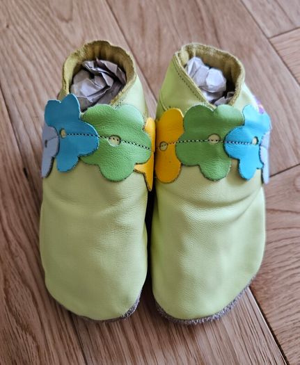 Starchild Baby Shoes Green with Flowers 6-12 Months