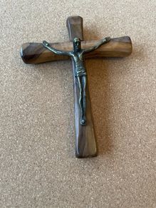 Hand carved olive wood French cross