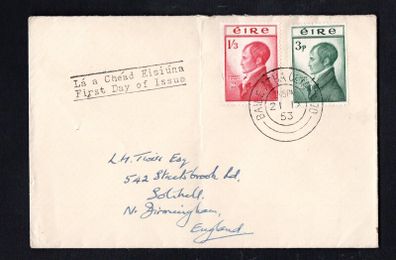 1953 Ireland Robert Emmett Commemorative Stamps First Day Cover (FDC) with Baile Atha Cliath (Dublin) cancel