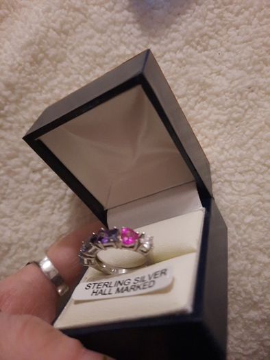sterling silver multi coloured stone ring