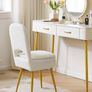 Small Storage Vanity Stool with Folding Backrest, 12.99" x 13.78" x 31.5" Square Teddy Velvet Ottoman, Makeup Chair for Living Room, 4 Metal Legs with Anti-Slip Feet, White Image 3