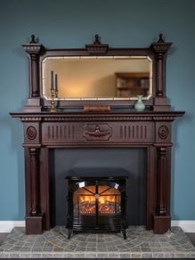 Classic Mahogany Fireplace Mantel with Built-In Mirror