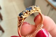 Antique Sapphire and Diamonds 18k gold ring