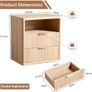 23 Fluted Nightstand, Wide 2 Drawers End Table,Natural Night Stand with Open Storage Cabinet, Farmhouse Bed Side Tables, Wood Dresser for Bedroom, Living Room, Closet Natural Image 2