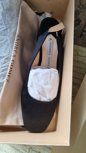 New Andrea Gomes Shoes , Satin Black, Eu 39 (goes one size smaller)