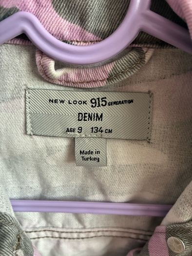 New Look pink and grey camouflage denim jacket