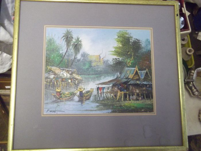 a oil painting picture on board called thailand