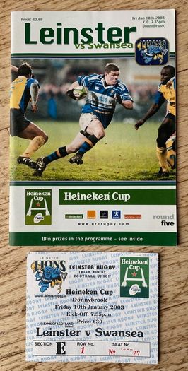 2003 Leinster v Swansea - Heineken Cup Programme & Ticket