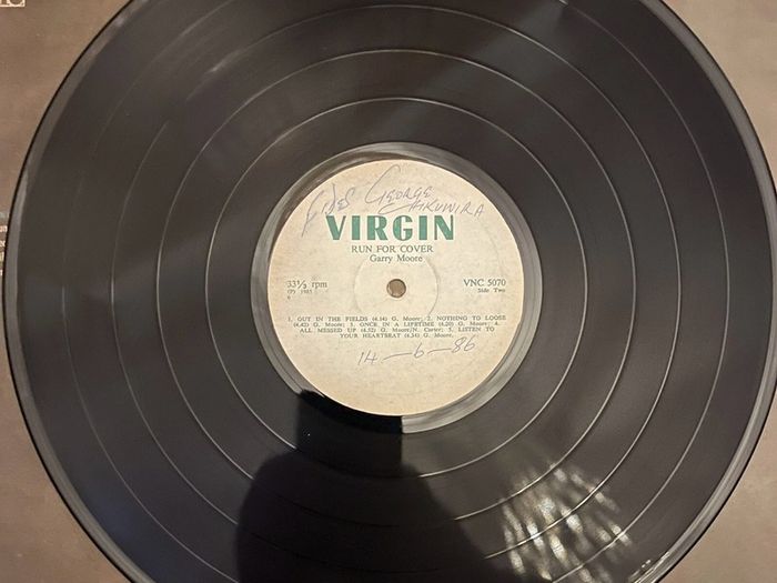 Gary Moore Run For Cover South Africa Release in good condition with writing on front and back side of label and front of sleeve as seen in pictures vinyl record