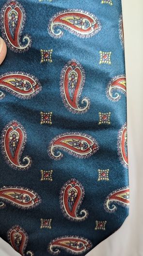 Christian Dior Monsieur Tie Blue Paisley Silk Vintage Designer Mens Necktie