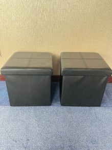 2 x Faux Leather Black Storage / Side Units
