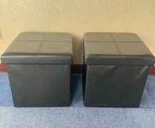 2 x Faux Leather Black Storage / Side Units
