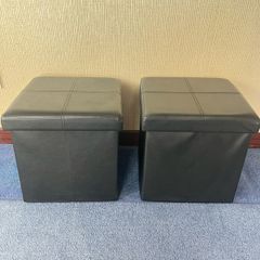 2 x Faux Leather Black Storage / Side Units
