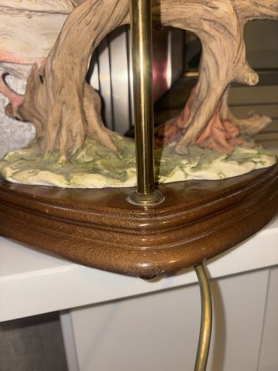 Large vintage double doves table lamp 65cm