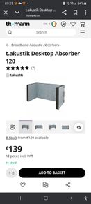 t.akustik desk top sound absorber 120