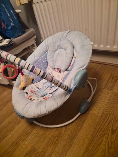 blue baby bouncer chair