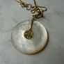 14ct Gold Mother of Pearl Pendant and 9ct Gold Chain Necklace. Chinese Character Design. Image 4