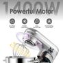 6.2L Food Mixer 1400W Tilt-Head Electric Kitchen Mixer with Dough Hook, Wire Whip & Beater 6.2L, Shinny Silver Image 3