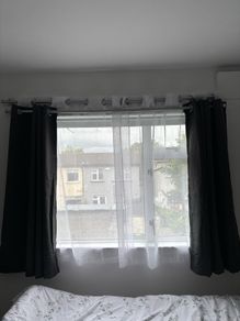 2 curtains translucent and grey with 2 curtains rod