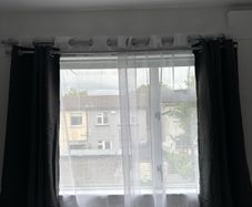 2 curtains translucent and grey with 2 curtains rod
