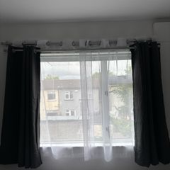 2 curtains translucent and grey with 2 curtains rod