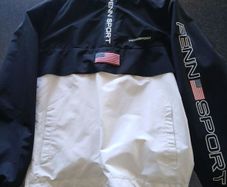 Pennsport Overhead Windbreaker Jacket, Black/White Size M