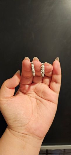 Sumiyaki Pearl and Diamante Hoop Earring