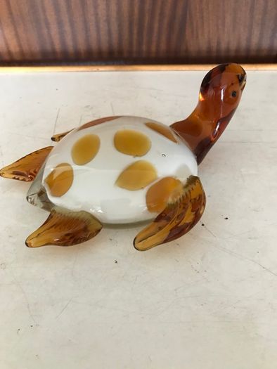 Glass Turtle Amber/ White ornament