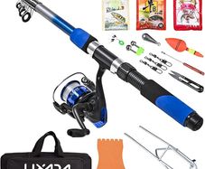 Fishing Rod Reel Set Telescopic Fishing Rod Reel Combo Kit with Fishing Rod Fishing Reel Fishing Lures Hooks Bag Necessary Fishing Accessories