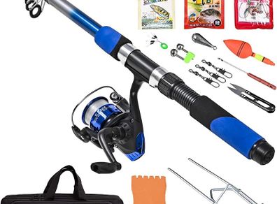 Fishing Rod Reel Set Telescopic Fishing Rod Reel Combo Kit with Fishing Rod Fishing Reel Fishing Lures Hooks Bag Necessary Fishing Accessories