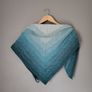 Handmade crochet triangle wool shawl wrap. Teal and mint gradient ombre shawl Image 6