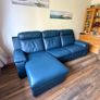 Teal Leather Chaise Sofa Image 3