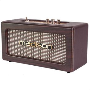 VINTAGE MADISON Battery Powered Vintage Speaker with USB, Bluetooth and AUX-IN Wooden Finish