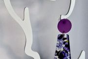 Lavender Geometric Floral Motif Earrings