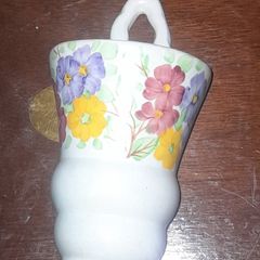 Very Old Ceramic Wall Pocket Planter by E. Radford Pottery, England, likely produced during the 1930s or 1940s,