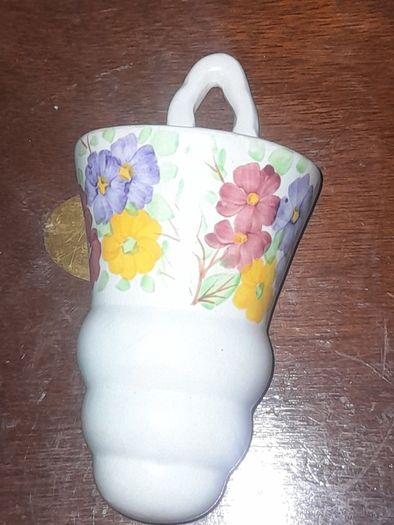 Very Old Ceramic Wall Pocket Planter by E. Radford Pottery, England, likely produced during the 1930s or 1940s,