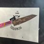 Damascus Kiritsuke Knife with Japanese Cat Engraving  Precision, Spirit & Elegance Image 6