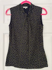 Hobbs Twist Neck Polka Dot Sleeveless Top -Size S